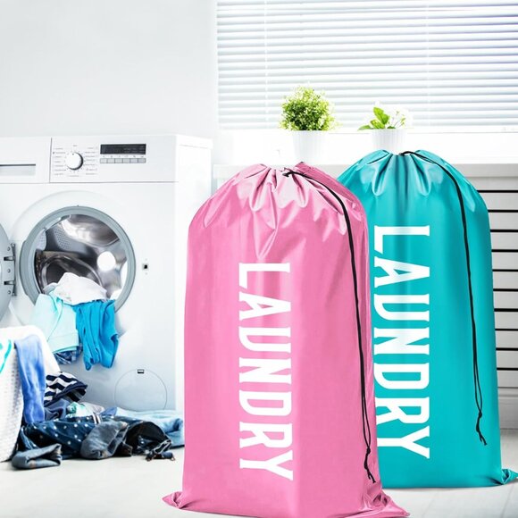 2 Pack XL Travel Laundry Bag, Machine Washable Dirty Clothes Organizer, Large En - Picture 2 of 9